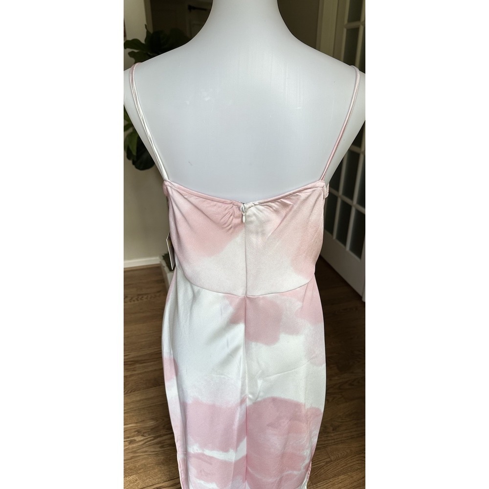 Taylor Cowl Neck Printed Satin Slip Dress Pink White Size 10 Midi Satin NWT - Picture 9 of 11